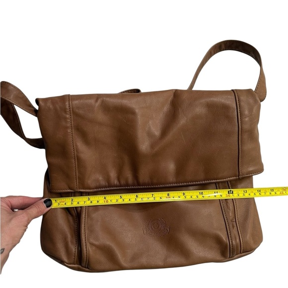 Stone Mountain Made in USA Leather Slouch Crossbody Cognac 14x12 Vintage Boho - Picture 4 of 9